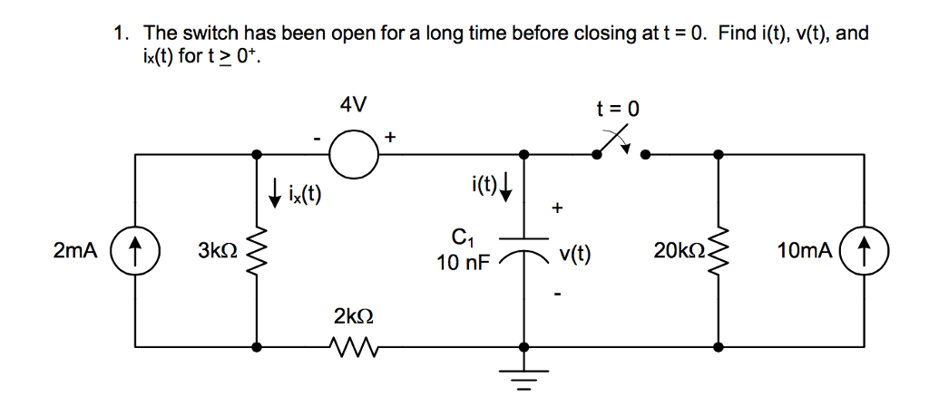 Solved The switch has been open for a long time before | Chegg.com