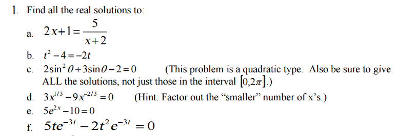 Solved 1. Find all the real solutions to: c. (This problem | Chegg.com