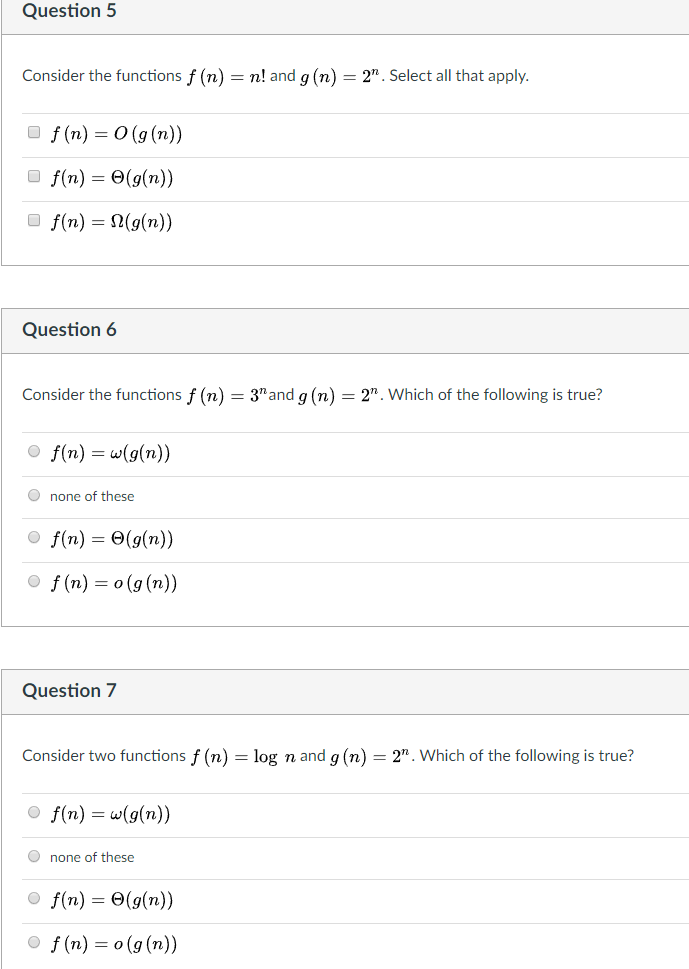 Solved Consider The Functions F N N And G N 2 N Chegg Solved Consider The Functions F N N And G N 2 N Chegg