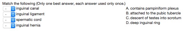 Solved Match the following (Only one best answer, each | Chegg.com