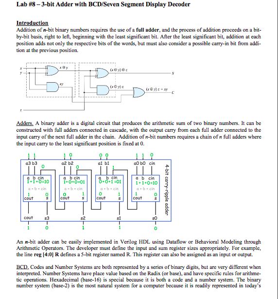 Solved Lab 8 3 Bit Adder With Bcdseven Segment Display 2729