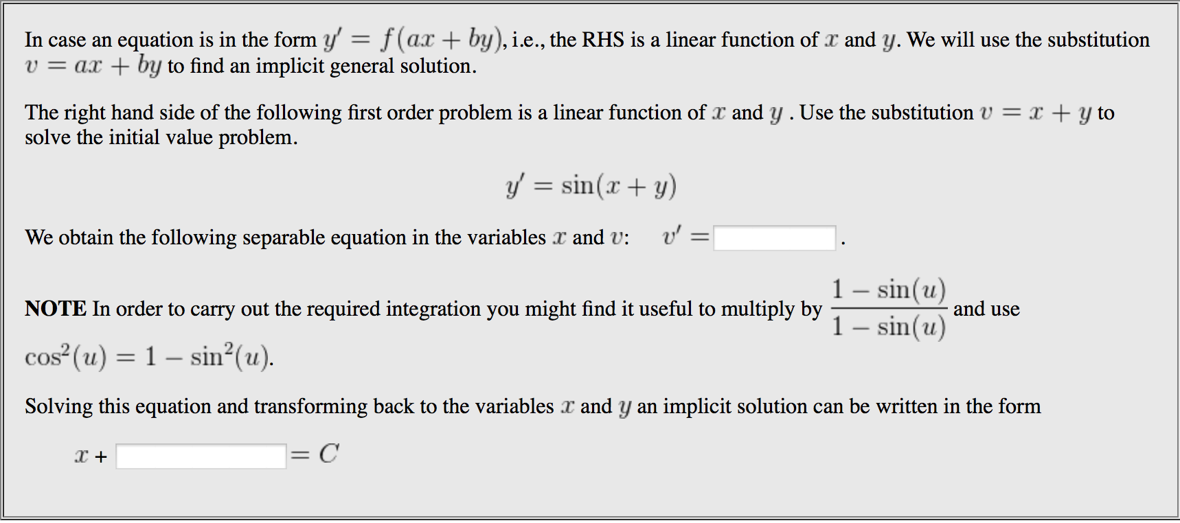 Solved In case an equation is in the form , i.e., the RHS is | Chegg.com