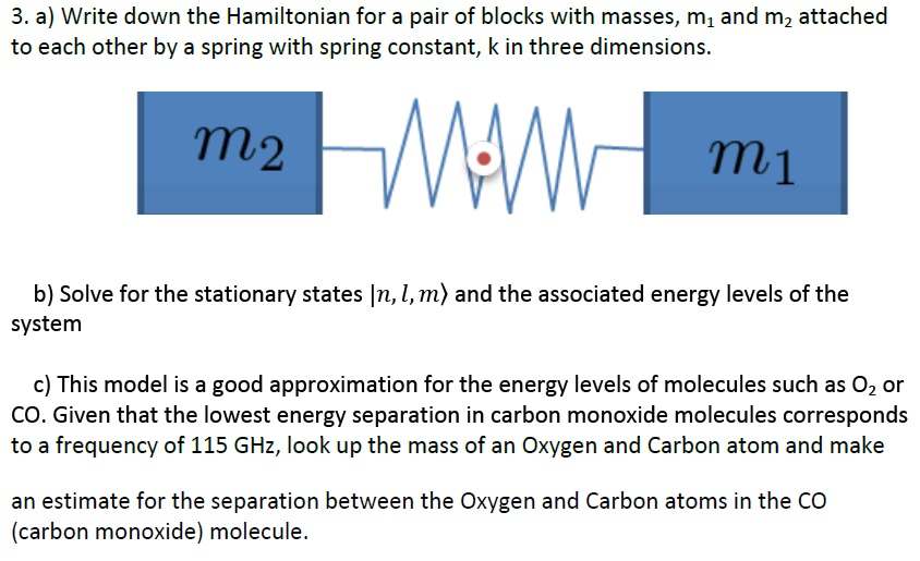 Write down the Hamiltonian for a pair of blocks with | Chegg.com