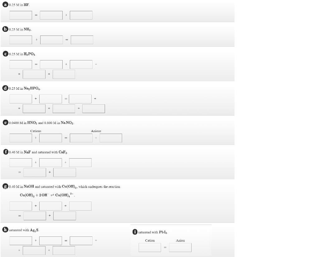 Solved Write The Charge Balance Equations For A Solution Chegg