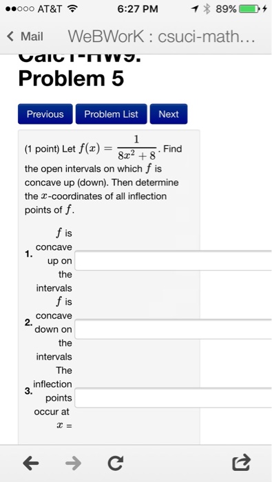 Solved Let f(x) = 1/8x^2 + 8. Find the open intervals on | Chegg.com
