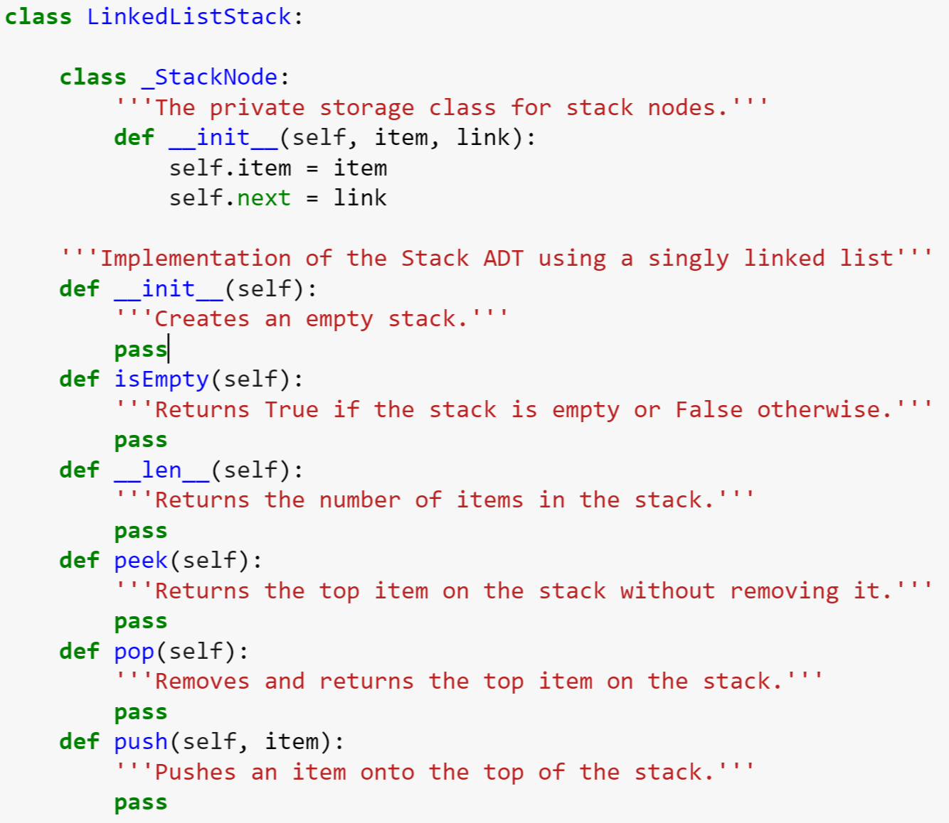 Solved Implementation Of The Stack Adt Using A Python Chegg Com