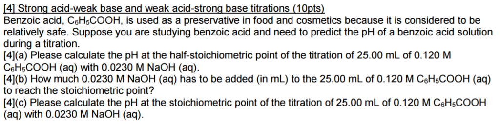 Solved Strong acid-weak base and weak acid-strong base | Chegg.com