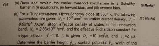 Solved Q5. (a) Draw And Explain The Carrier Transport | Chegg.com