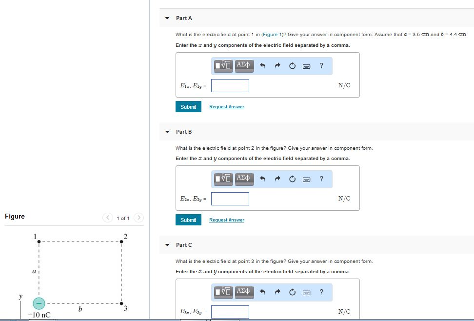 Solved PartA What is the electric field at point 1 in | Chegg.com
