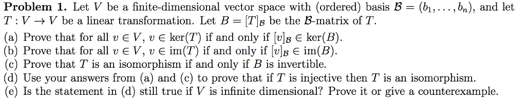 Solved Problem 1. Let V be a finite-dimensional vector space | Chegg.com