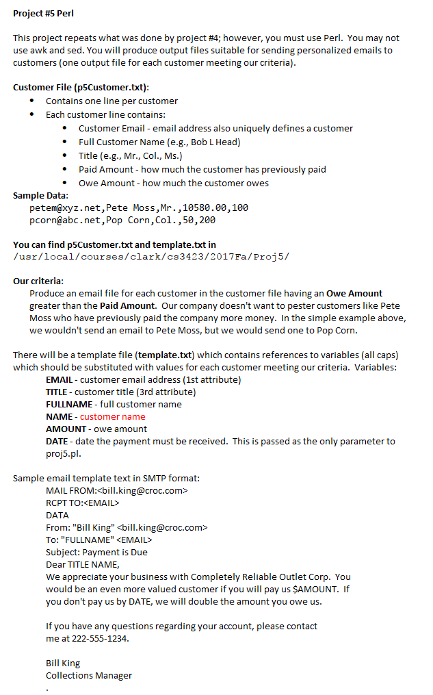 Solved Project #5 Perl This project repeats what was done by | Chegg.com