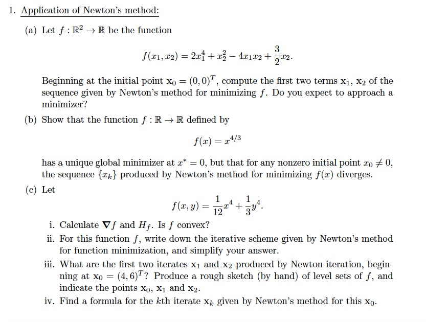 Solved 1. Application of Newton's method: (a) Let f : R2 → R | Chegg.com