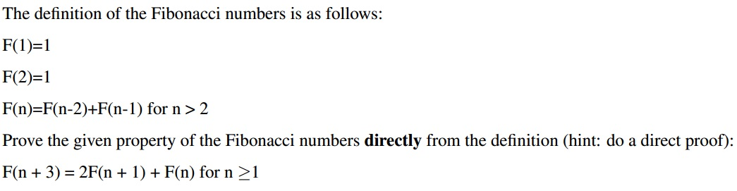 Solved Prove the given property of the Fibonacci numbers | Chegg.com