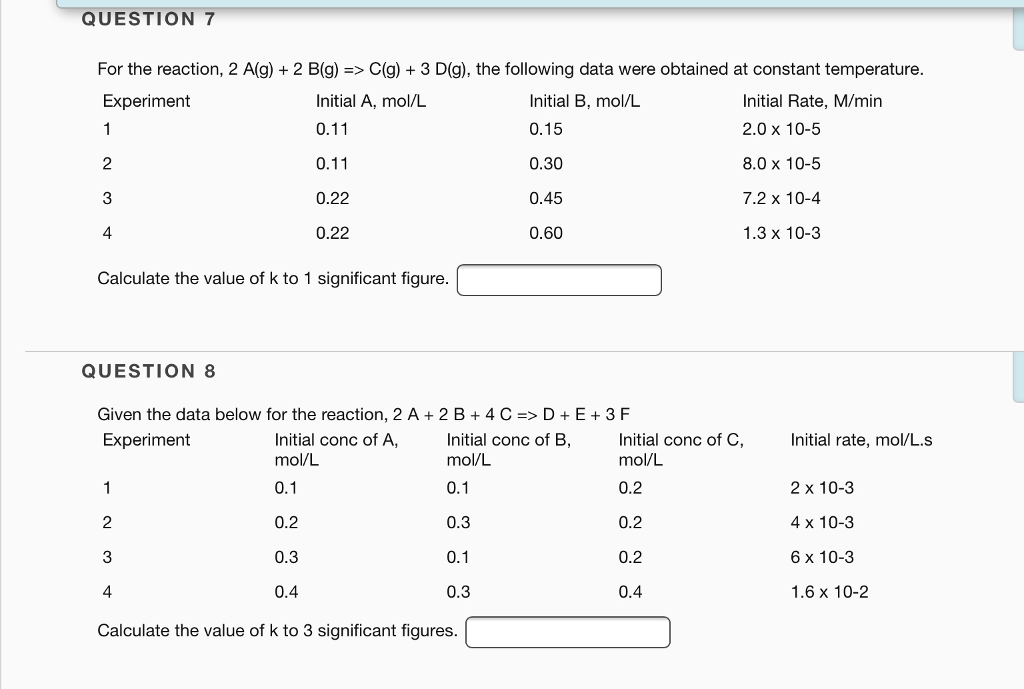 Solved For the reaction, 2 A(g) + 2 B(g) C(g) + 3 D(g), the | Chegg.com