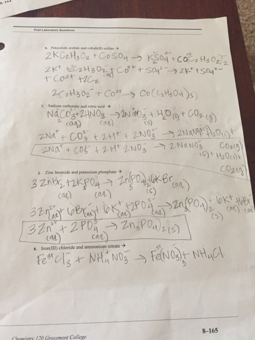 Solved Potassium acetade and cobals(II) sulfate rightarrow