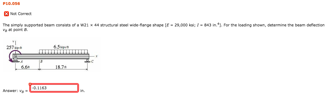 Solved The simply supported beam consists of a W21 x 44 | Chegg.com