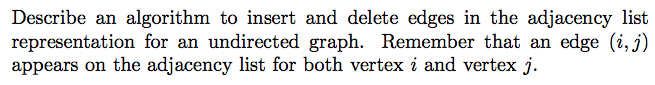 Solved Describe an algorithm to insert and delete edges in | Chegg.com