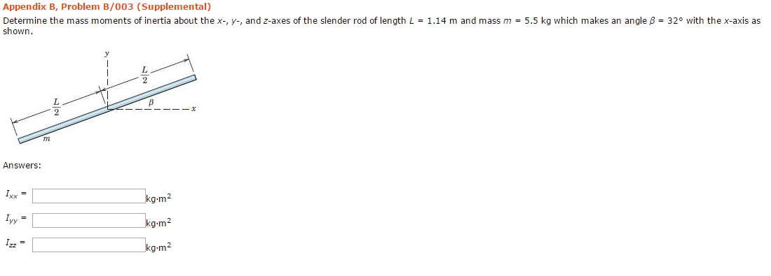 Solved Determine the mass moments of inertia about the x-, | Chegg.com