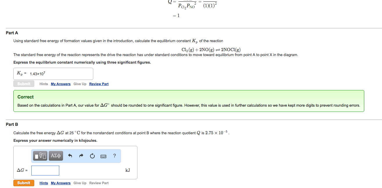 Solved Part A Using standard free energy of formation values
