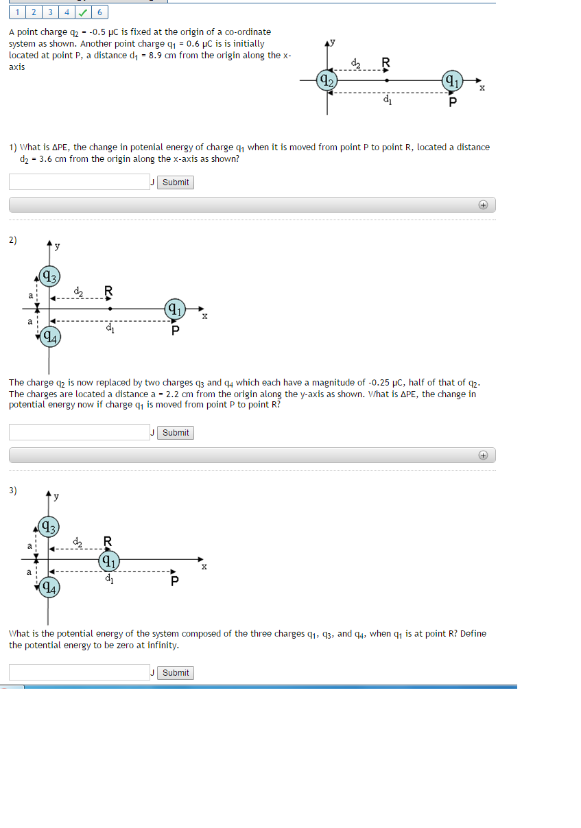 Solved A point charge q2 = -0.5 ?C is fixed at the origin of | Chegg.com