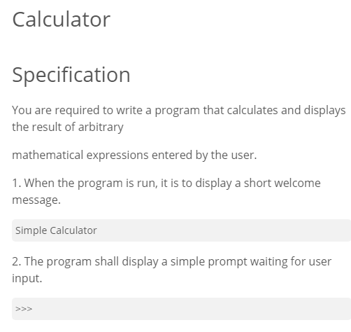 Solved Calculator Specification You are required to write a | Chegg.com