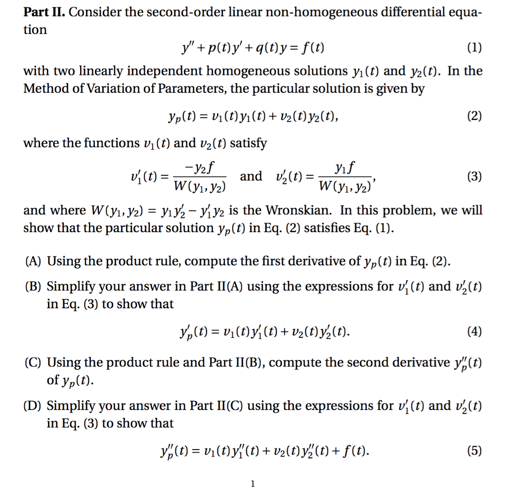 Solved Part II. Consider The Second-order Linear | Chegg.com