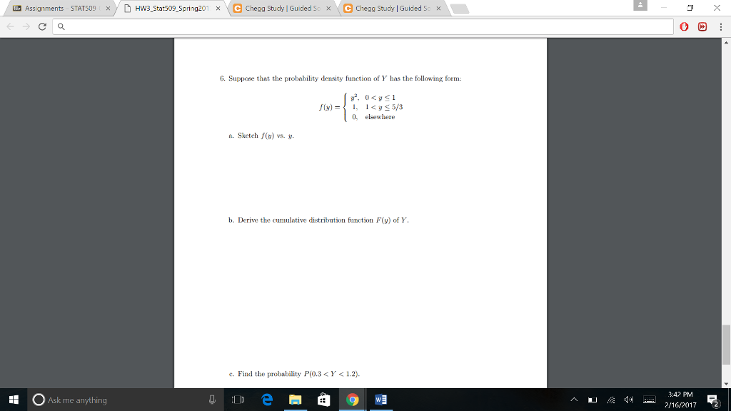 Solved Suppose that the probability density function of Y | Chegg.com