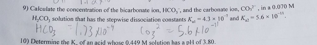 calculate bicarbonate concentration