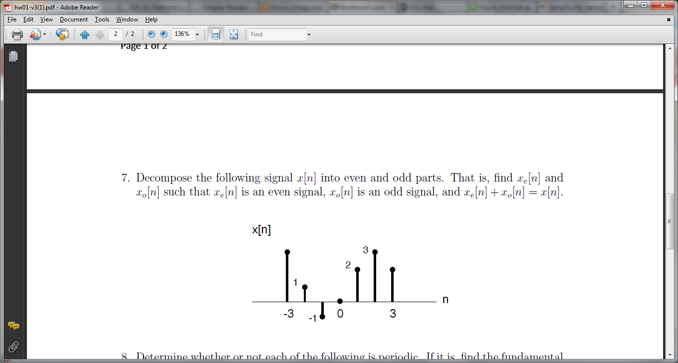 Solved the following signal x[n] into even and odd