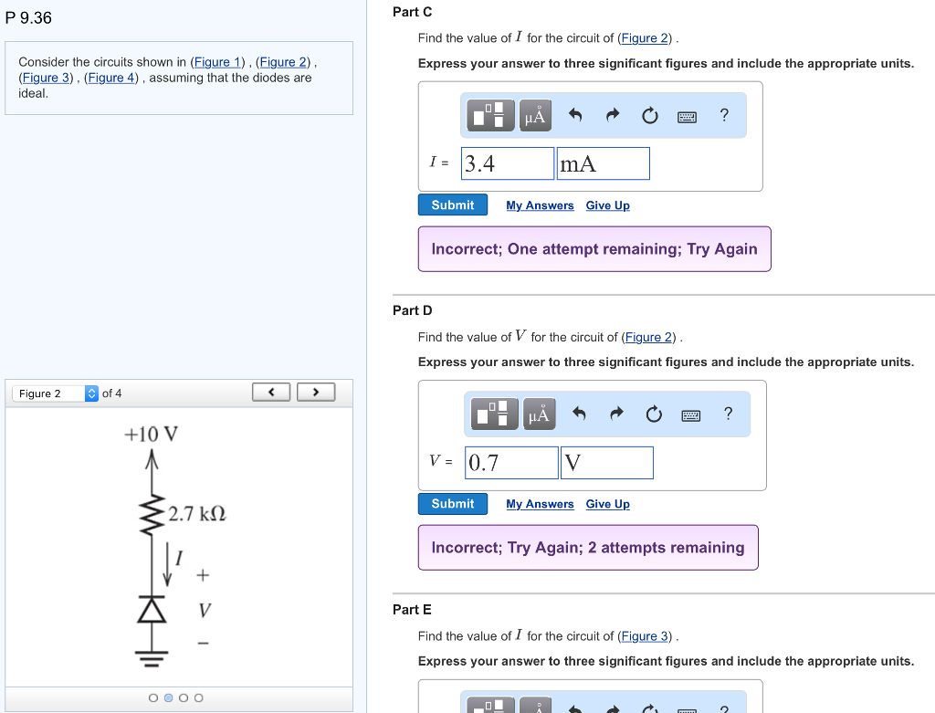 Solved Part C P 9.36 Find the value of I for the circuit of | Chegg.com