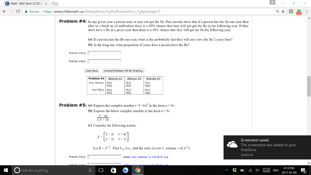 Solved Math 1B03 Term 3 x C a Secure ps://w onlineform | Chegg.com