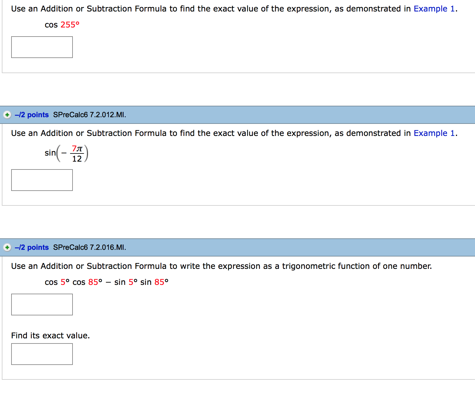 Solved Use An Addition Or Subtraction Formula To Find The | Chegg.com