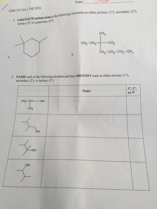 Solved Label Each Carbon Atom In The Following Structures As 2422