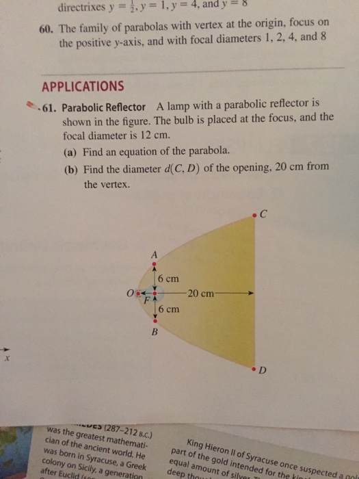 Solved A lamp with a parabolic reflector is shown in the
