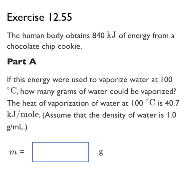 Solved The human body obtains 840 kJ of energy from a