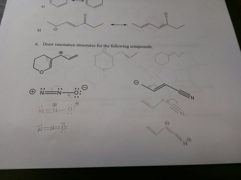 Solved a) 6. Draw resonance structures for the following