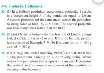 in a ballistic pendulum experiment projectile 1 results