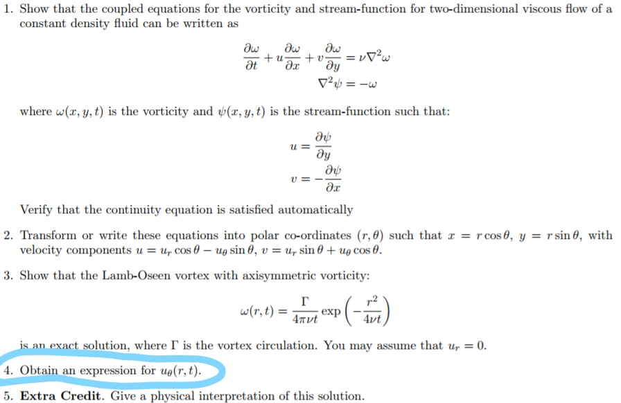 Solved 1. Show that the coupled equations for the vorticity