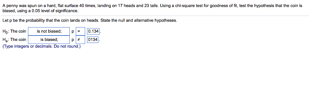 Solved A penny was spun on a hard, flat surface 40 times, | Chegg.com