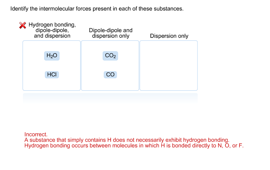 Solved Identify the intermolecular forces present in each of | Chegg.com