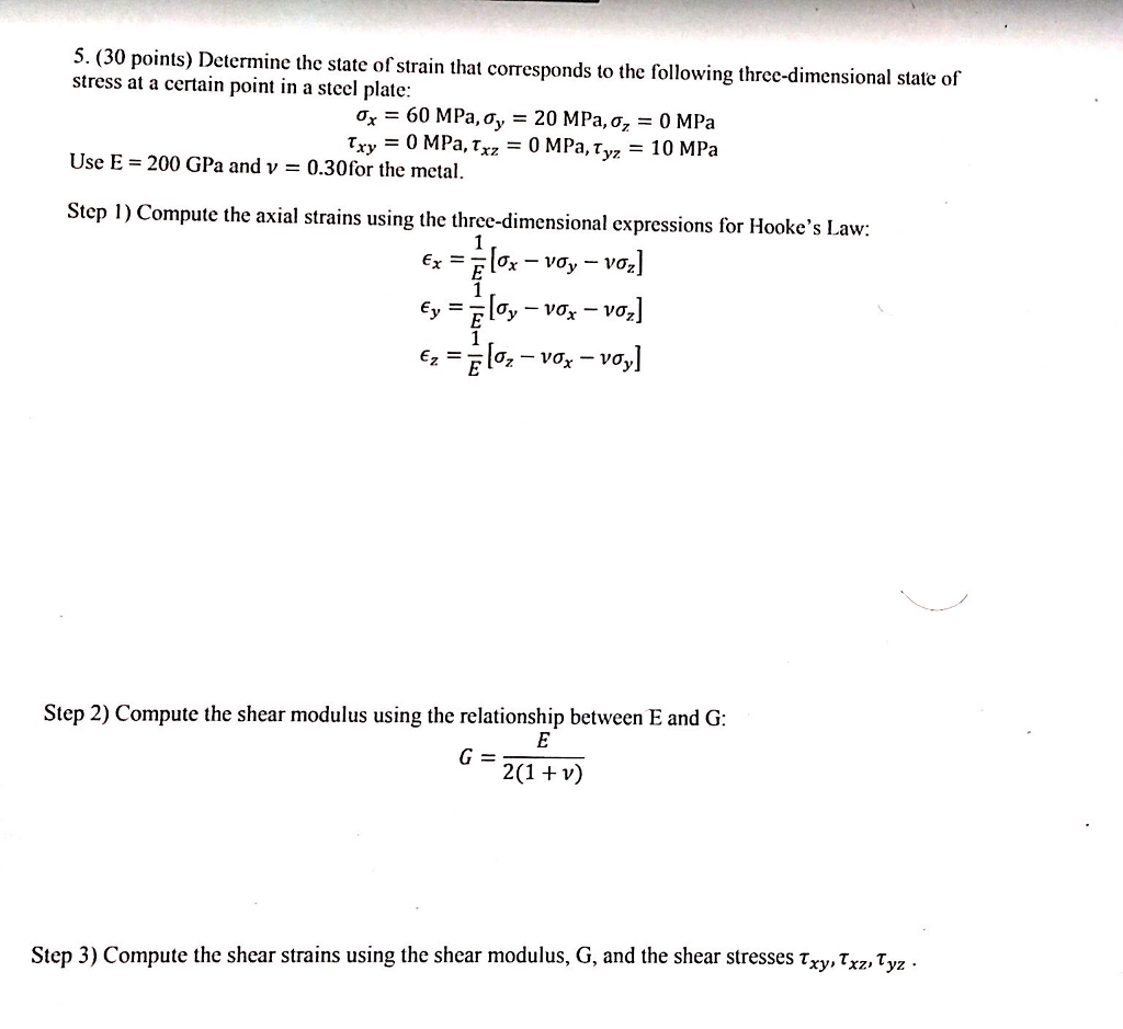 Solved 5. (30 points) Determine the state of strain that | Chegg.com