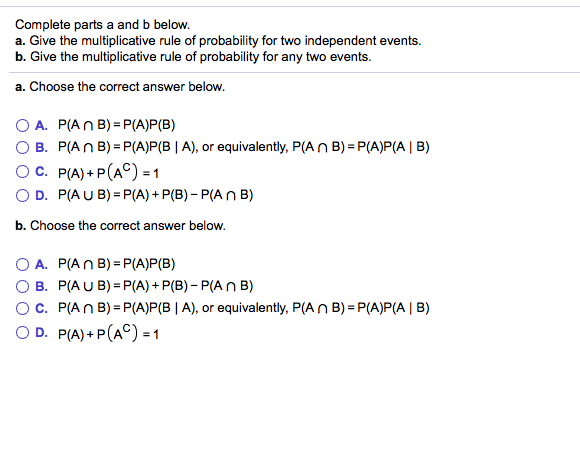 Solved Complete parts a and b below. a. Give the | Chegg.com