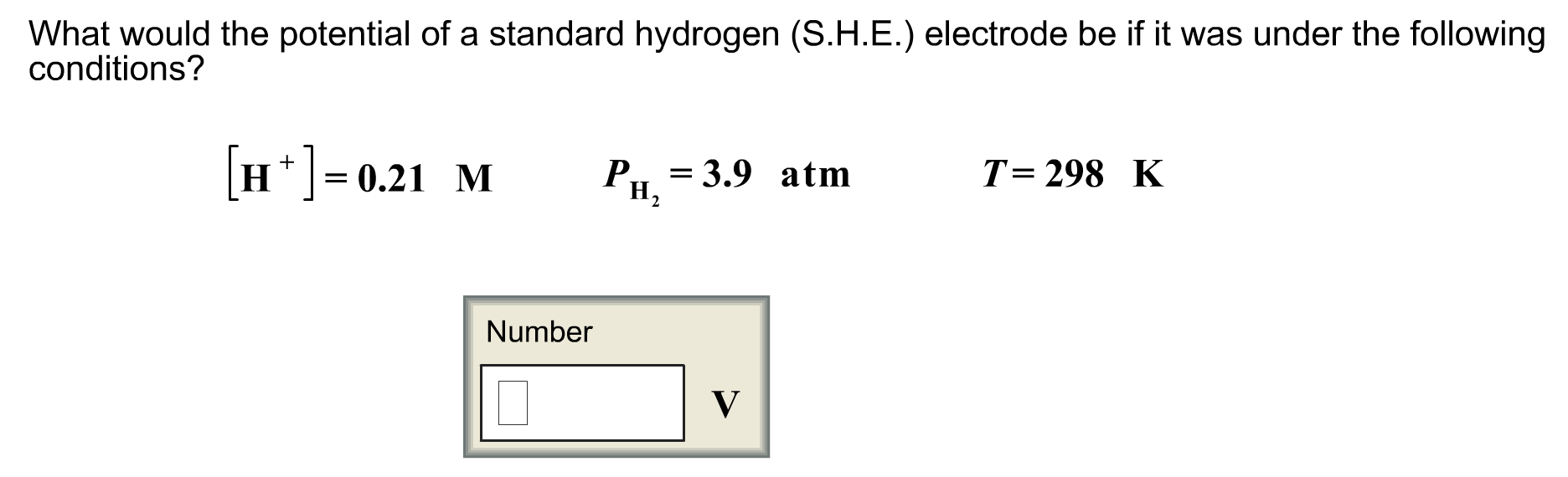Solved what would the potential of a standard hydrogen