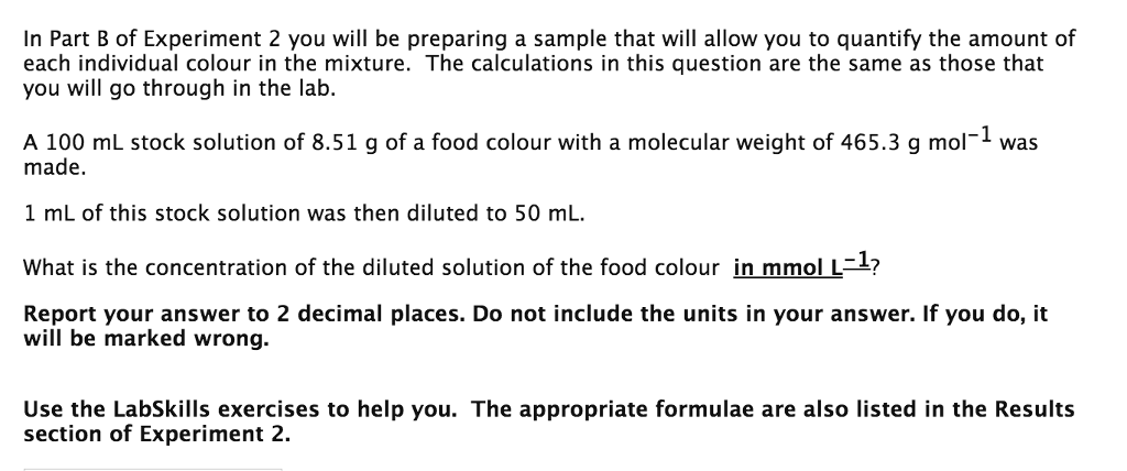 Solved In Part B Of Experiment 2 You Will Be Preparing A | Chegg.com