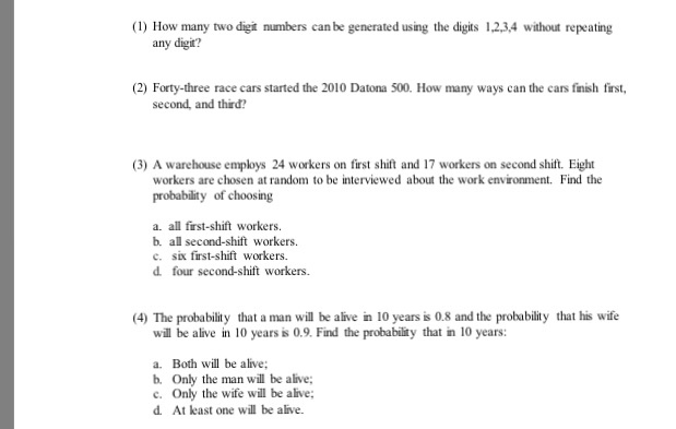 Solved How many two digit numbers can be generated using the | Chegg.com