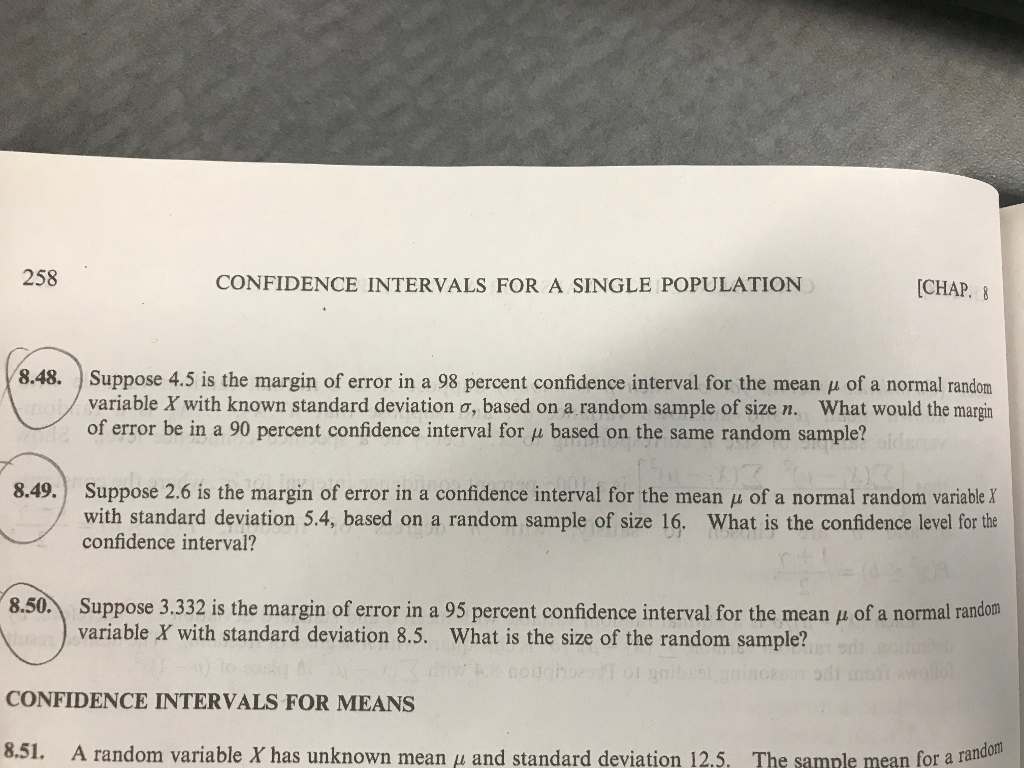 Solved 258 CONFIDENCE INTERVALS FOR A SINGLE POPULATION | Chegg.com