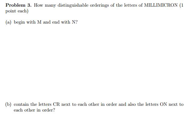 Distinguishable Answer Solved Problem 3. How many distinguishable orderings of the | Chegg.com