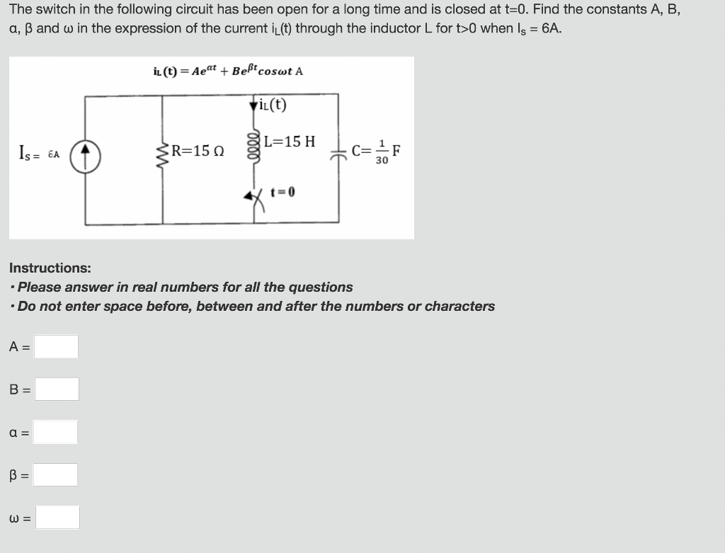 Solved The Switch In The Following Circuit Has Been Open For | Chegg.com