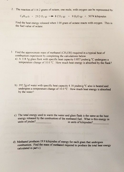 Solved HEAT OF COMBUSTION Lab I. The Law of Conservation of