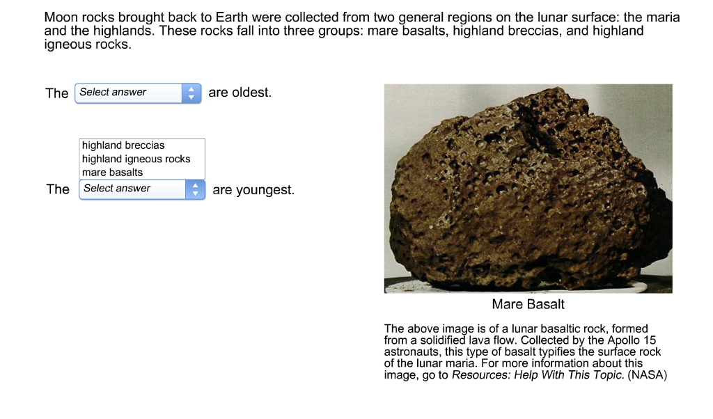 Solved Moon rocks brought back to Earth were collected from | Chegg.com